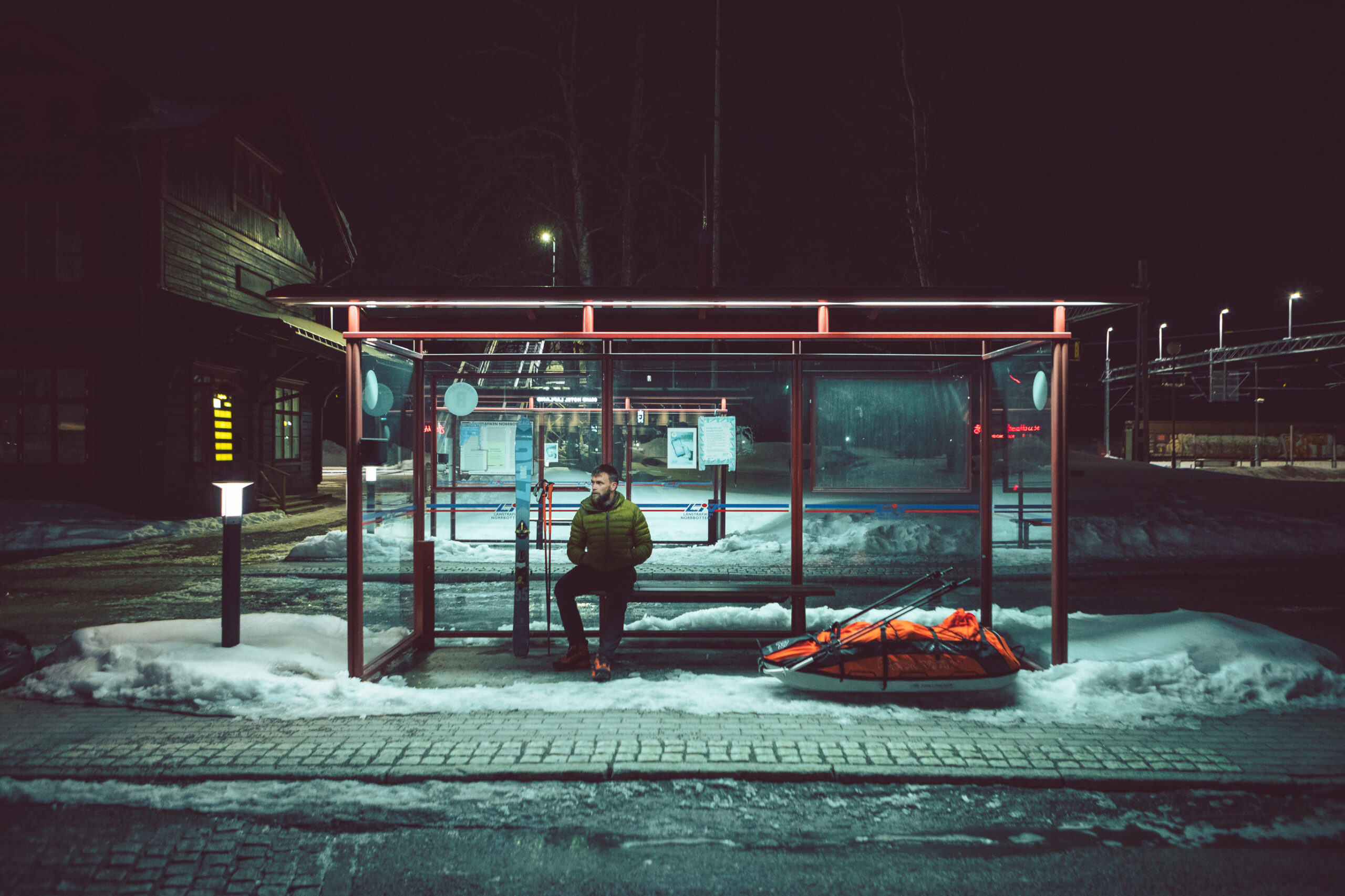 Getting from Kiruna to Sarek was a logistical challenge. Here, we are waiting for a bus that never arrived. Shot on the SIGMA 24-70mm f2.8 DG HSM | Art © Ewan Harvey